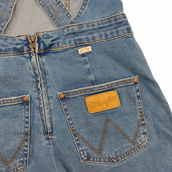 Billabong x Wrangler Sun Western Overalls Womens 26 Blue Raw Hem Stretch Denim - Picture 13 of 13